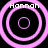 Four identical pink concentric circle patterns on black background with 'Hannah' text above each, arranged in a