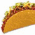 Animated taco with fillings, smiling apple logo, and cartoon character in blue uniform.