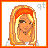Pixel art contact sheet showing four frames of a cartoon character in orange and white attire with the text 'cutie!' on one frame.