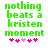 Green pixelated text reads "nothing beats a kristen moment" with pink heart symbols below, displayed in two side-by-side frames showing animation changes.
