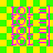 Green and yellow checkered background with repeating pink 'LOL' text and three horizontal lines in a