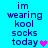 Blue background with dark blue text reading 'im wearing kool socks today' and a small heart symbol, with two variations of heart color.