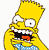 Pixelated cartoon character with yellow skin, spiky hair, wide eyes, and open mouth showing teeth and tongue, wearing blue checkered shorts on white background.