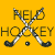 A 3x3 contact sheet of animated field hockey-themed buddy icons with yellow backgrounds, showing sequential text changes over crossed hockey sticks and a small black dot.