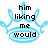 Pixelated blue crown with black text reading 'him liking me would be like a prince liking a commoner' arranged in four sections across the crown's structure.