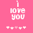 Pixelated pink background with white text 'i love you' and five heart symbols below, where the third heart is lighter pink than the others.
