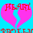 Two pink broken hearts with red text on a blue background, showing pixelated animation changes.