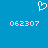 A static image with a solid blue background features a white pixelated heart symbol at the top center and two identical pink pixelated numbers '062307' below it.