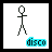 12 pixel-art stick figures in various poses with 'disco' text below each, displayed on white backgrounds
