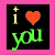 Pixelated 'i [heart] you' text with changing heart colors on black background, framed by pink border.