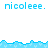 Blue text 'nicoleee.' repeated three times at top and two times below a blue wave pattern on white background.