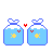 Animated contact sheet of 11 frames showing a sequence where two blue fishbowls with yellow fish and red hearts shift between 'SO CLOSE' and 'BUT YET SO FAR AWAY' text states, with heart color changes indicating proximity.
