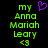 Green pixelated text reads 'my Anna Mariah Leary <3' on black background with a purple heart symbol above the name.