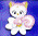 Pixelated cat-like creature with large eyes and ears, holding a swirled object against changing background colors.