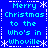Blue background with cyan text reading "Merry Christmas to the Who's in Whoville" repeated four times, separated by white dotted lines and snowflake symbols.