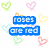 Pixelated text blocks with heart symbols on a white background, displaying four phrases in colored rectangular boxes.