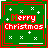 Green square icon with red border displaying 'Merry Christmas' in white text, scattered plus signs and X symbols on background.