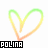 Rainbow-colored heart-shaped line art with overlapping segments and 'POLINA' text labels on a white background, showing animation changes in the lower-right segment.
