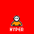 Animated contact sheet of a pixelated character icon in various color backgrounds and animation states, with "HYPER" text below each frame.