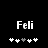 Two side-by-side pixelated displays of the name 'Feli' with five heart symbols below each, showing different heart color patterns.