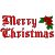 Static pixelated icon with red text reading "Merry Christmas" and a small green-and-red holly sprig on the right side against a light gray background.