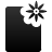 Black wireframe book icon with white cloud-like shape and starburst symbol on light gray background.