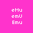 Pixelated text 'eMu', 'emU', 'Emu' displayed in white on a bright pink background with yellow rectangular overlays in different positions.