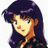 A pixelated anime-style character with long dark purple hair and a yellow face, wearing a dark jacket over an orange shirt, positioned next to text reading "Anime IM" on a black background.