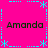 A static digital image with a bright pink background, cyan decorative borders, and four instances of the name "Amanda" in black text arranged in a pattern