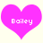 Two identical pink heart shapes with white text 'Bailey' centered inside each heart on a light background.