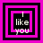 Four square with pink and black borders display 'I like you' text, each showing a different frame of an animation where the central pink border shifts position