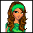 A 48x48 pixel buddy icon featuring a cartoon woman with brown hair and green headband on the left, paired with three text-based frames showing "Brunettes Are The BEST" over an orange-yellow gradient background.