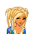 Pixel art contact sheet showing three frames of an animated buddy icon with a blonde character, partial body view, and hanging garment, accompanied by blue text reading "Single & It Hatin'".