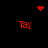 Red pixelated text 'Tay' appears in four corners around a central dot cluster, with a heart shape at the top center on black background.