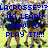 Pixelated image of two figures in athletic gear with blue text overlays on a grassy background.