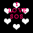 Black background with white heart shapes and pink text reading "I LOVE SOS" in multiple arrangements.