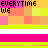 Animated contact sheet of a 48x48 pixel buddy icon showing text-based animation with color variations and motion effects across multiple frames.