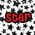 Pixelated icon with four distinct sections: top-left star pattern, top-right dust-like particles, bottom-left musical notes and '98!', bottom-right empty gray area.