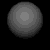 A grayscale animation of a spherical object transitioning from smooth to textured, then expanding with multiple smaller spheres attached before contracting back.