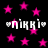 Black background with scattered pink stars and repeated white text 'niki' with heart symbols on both sides.