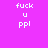 Pixelated text 'fuck u ppl' displayed in white on four colored backgrounds: purple, pink, yellow, and light pink.