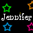 Animated icon with two names, Jennifer and Lauren, displayed over star symbols on a black background.