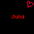 Red pixelated heart symbol above two instances of the name 'Julia' in red text on a black background.