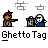 Animated contact sheet of a pixel art character spray-painting graffiti with repeated text "Ghetto Tag" and one frame showing speech bubble text "YOU IT. FOO".