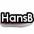 A pixelated image with text "HansB Loves Vans" over a blue shoe graphic, featuring black and white lettering on a light background.