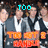 Group of people in formal attire with text overlays; left side shows 'TOO' and right side shows 'HOTT' above orange and red text elements.
