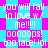 Pixelated text repeats across a blue and pink diamond-patterned background with no visible animation changes.