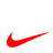 Red Nike swoosh logo on white background, rendered in pixelated style with gradient shading from dark red to light red.