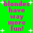 Green background with pink text reading "blondes have way more fun!" repeated in four , surrounded by white plus signs