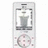 Pixelated static image of a silver device with a screen showing a spool-like object and a circular control below.